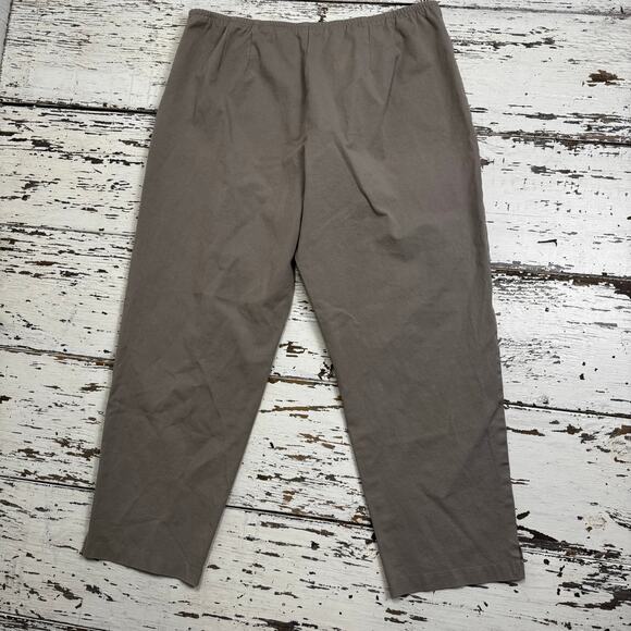 Eileen Fisher Organic Cotton Flat Front Pants Size Large Tapered Leg Brown Tan - Picture 10 of 12